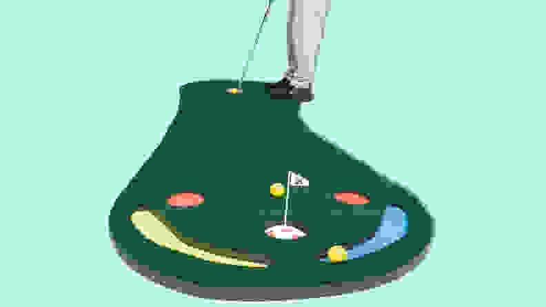 AbcoTech Indoor Golf Putting Green on a light green background.
