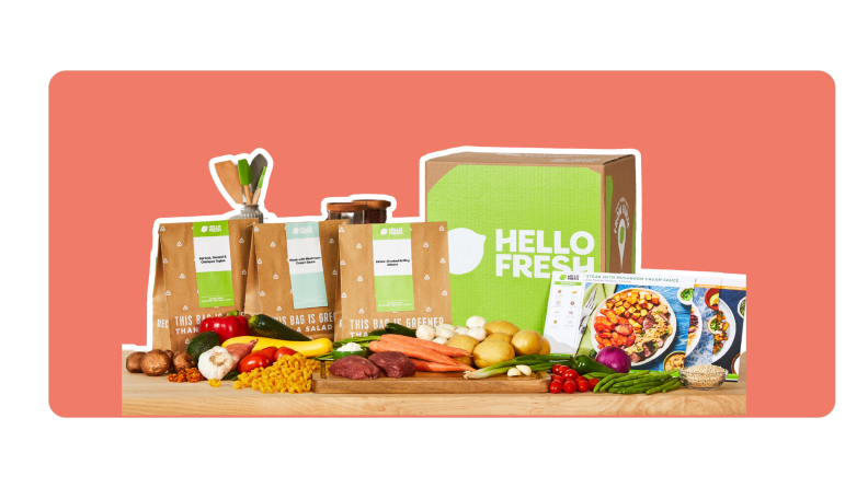 A box of food from our best meal delivery service, HelloFresh
