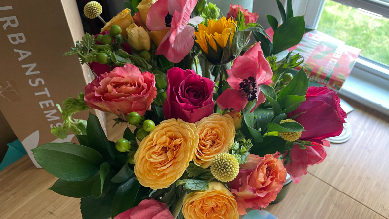 An up-close view of an UrbanStems bouquet.